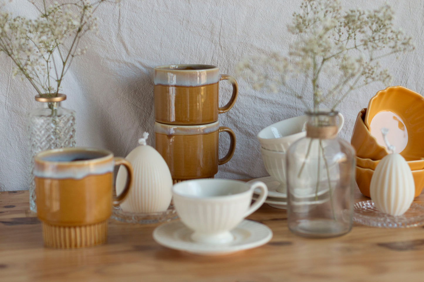 Tasse Vintage Bougie Upcyclée Printemps | Praline & Caramel