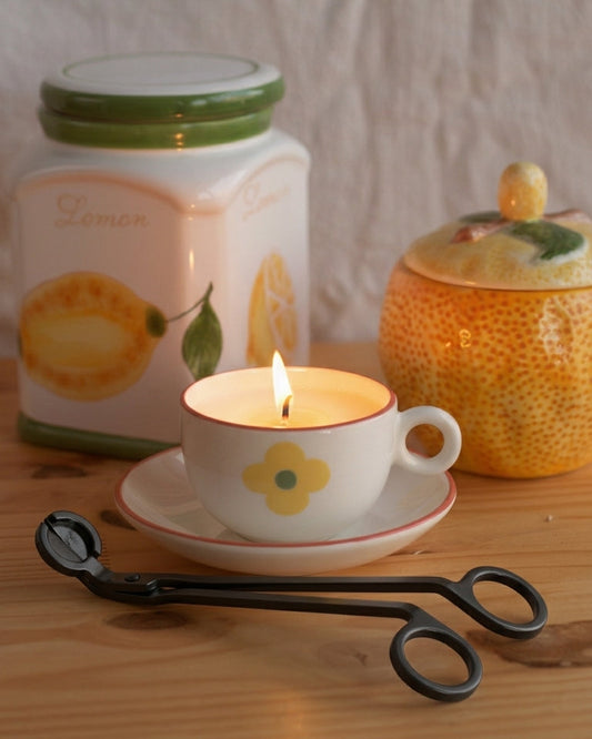 Coupe-mèche de précision en métal pour l'entretien des bougies parfumées Second Joy, design ergonomique.