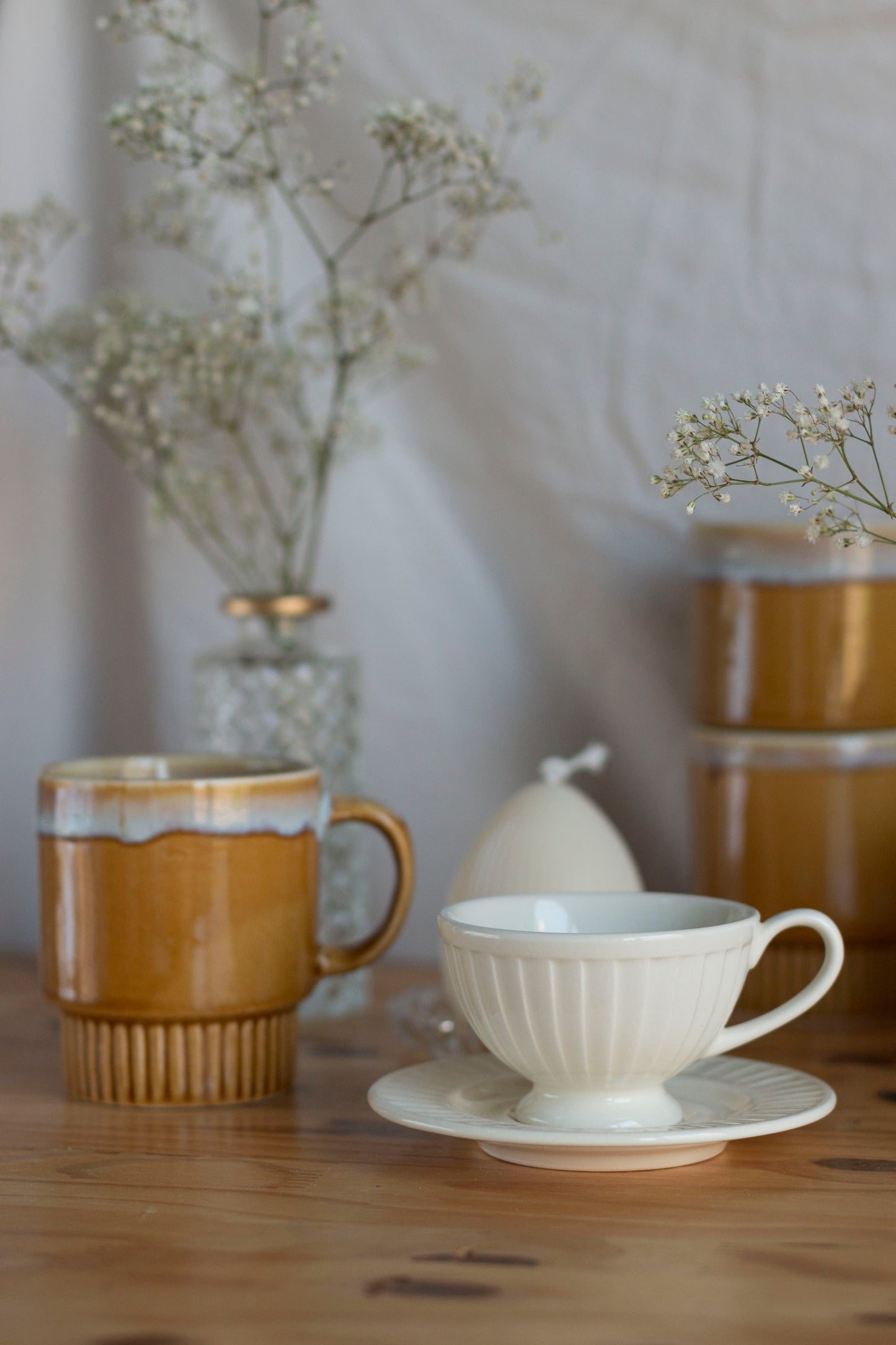 Tasse Vintage Bougie Upcyclée Printemps | Praline & Caramel