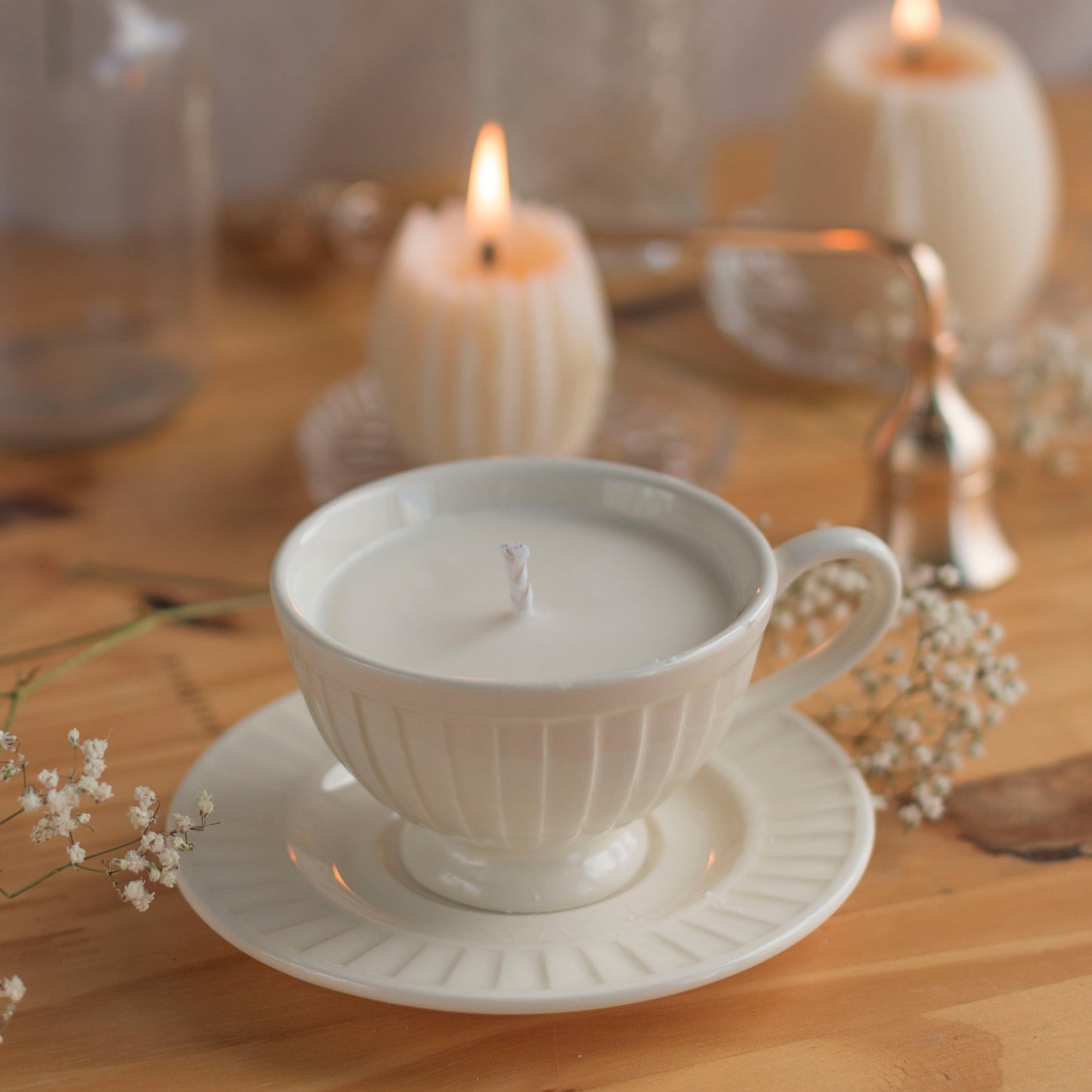 Tasse Vintage Bougie Upcyclée Printemps | Praline & Caramel