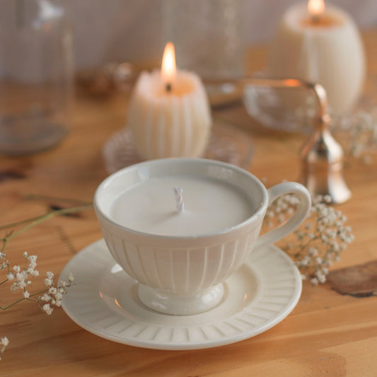 Tasse Vintage Bougie Upcyclée Printemps | Praline & Caramel