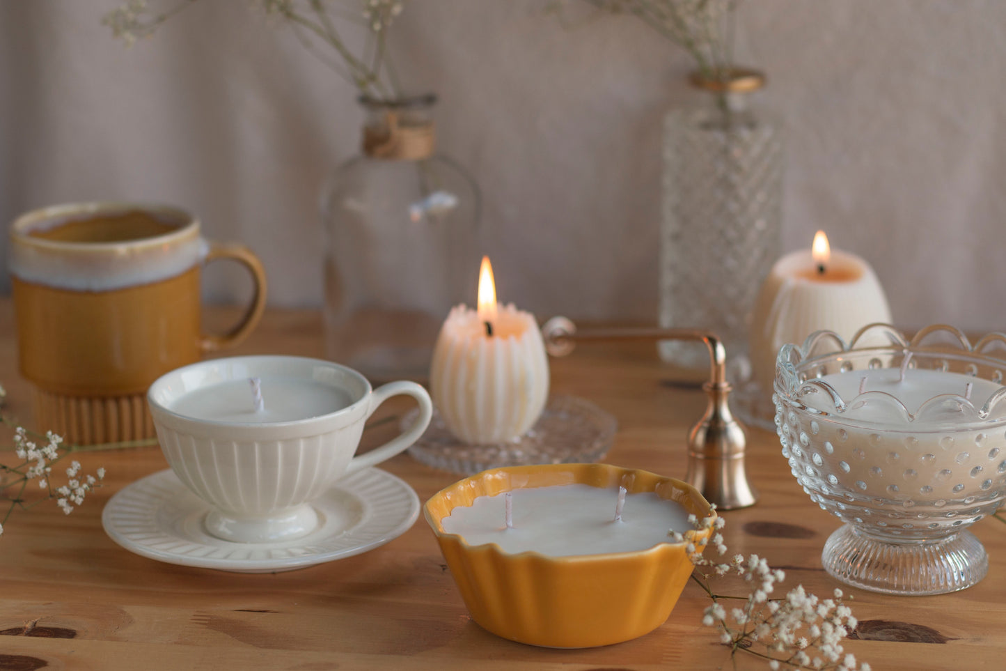 Sucrier Vintage Bougie Upcyclée Printemps | Praline & Caramel