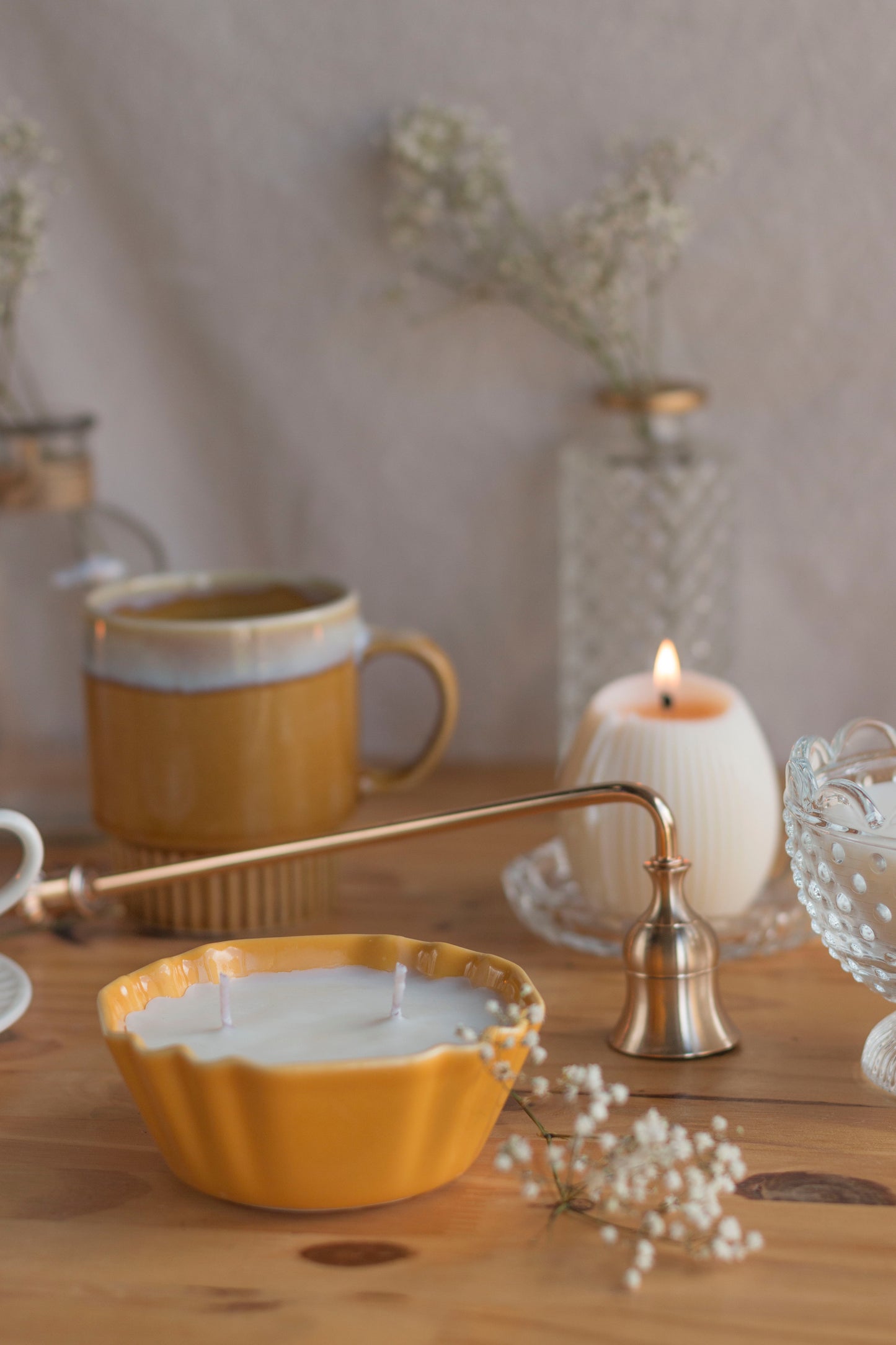 Coupelle Vintage Bougie Upcyclée Printemps | Praline & Caramel